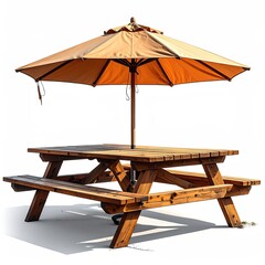 Outdoor wooden picnic table with umbrella (2)