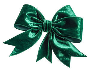 Luxurious emerald green velvet bow with texture, folds, and rich shadow details