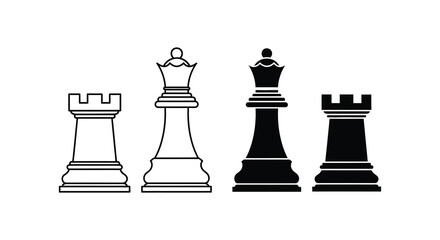 A stark contrast of black and white chess pieces arranged in a line a striking silhouette © Niloy MotionArts 3D7