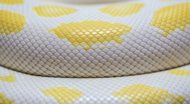 Close-up of yellow and white python scales in natural light  