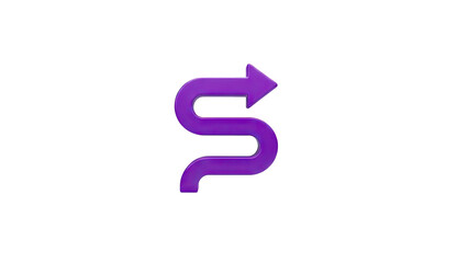 3D Purple Arrow Shape with S-Curve and Rightward Direction