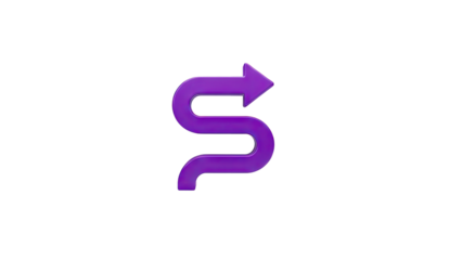 3D Purple Arrow Shape with S-Curve and Rightward Direction
