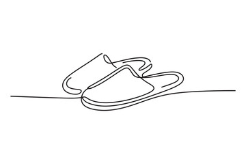 Obraz premium One line drawing of simple slippers illustration 