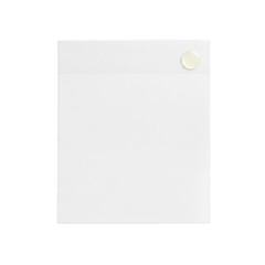 Blank white paper note card with translucent pushpin message isolated on transparent background