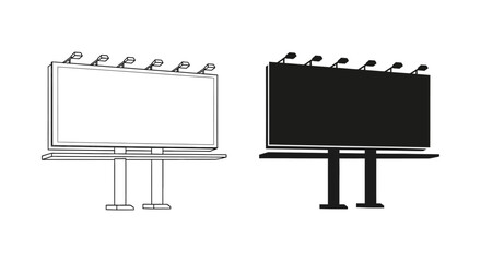 Obraz premium A graphic representation of two billboards one outlined and one in dark contrast silhouette
