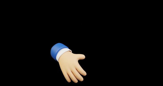 3D Waving Gesture Icon Hand Gesture cartoon, render Business and Marketing Illustration concept element looping Animation
