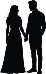 Love Couple Walking Silhouette Vector Romantic Valentine Icon