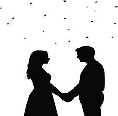Love Couple Kissing Silhouette Vector Romantic Icon