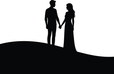 Romantic Love Kissing Couple Silhouette Vector Design