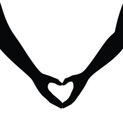 Hand Heart Silhouette Vector Love Symbol Romantic Gesture