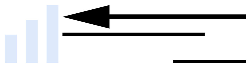 Fototapeta premium Data analysis visual. Bar graph and directional arrow data trends, analysis, and movement. Data in minimalistic design. For analytics, business, technology interfaces, education