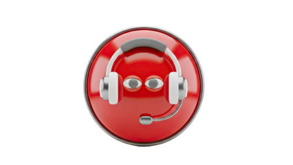 3D Red Character with Headphones and Mic - Customer Support Icon