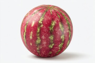 Fototapeta premium Round, vibrant red watermelon with green stripes