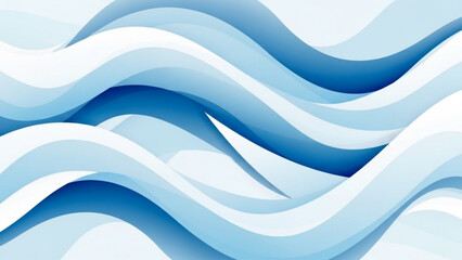 Fototapeta premium Soothing blue and white wavy abstract background with smooth curves and gradient shades for design and decoration