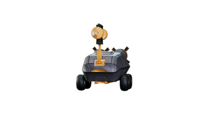 Toy robot with a character on top.