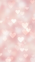 Soft pink heart bokeh background with glowing light shapes, romantic love and valentine holiday abstract backdrop