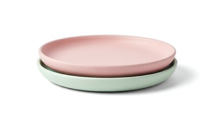 Two plates stacked together, isolated on white background