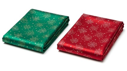 Two stacks of gift boxes with festive designs on a white background