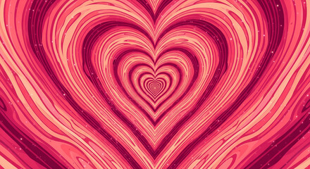 Fototapeta premium Swirl of Hearts Background, Valentine's Day Design in Pink and Red