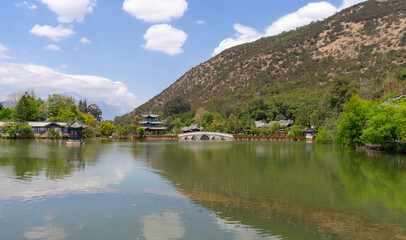 The Beautiful Moon Embracing Pavilion in Dayan old town ,Lijiang, China