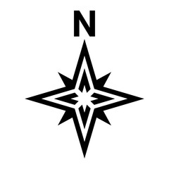 Black north direction symbol . Flat compass sign for map