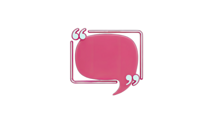 3D Pink Quote Bubble on White Background