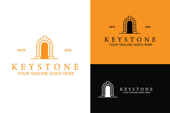 keystone arch medieval gate line art