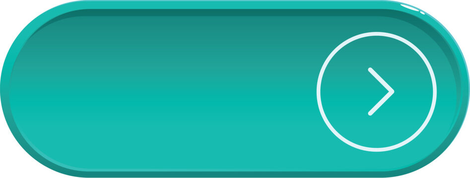 Glossy turquoise rounded rectangle button showing white arrow pointing right on white background