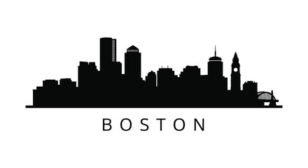 Fototapeta premium A striking black cityscape of boston massachusetts elegantly presented as a bold silhouette