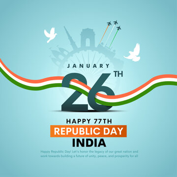 26 january happy republic day of india, vector illustration.