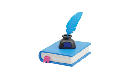 Blue Book with Quill and Inkwell Icon