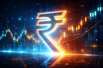 Indian Rupee Trading Charts - Financial Growth Concept