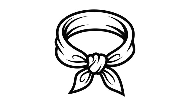 Simple black and white line drawing of a knotted bandana or neckerchief suitable for western or scout themes.