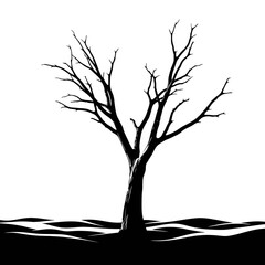 Obraz premium Bare Winter Tree Silhouette with Intricate Branch Pattern for Seasonal and Minimalist Design