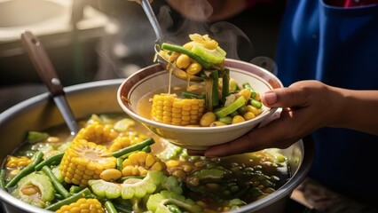 Preparing Fresh Corn and Vegetable Dish.