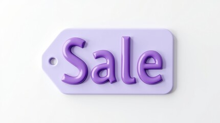 Purple sale tag promoting discount