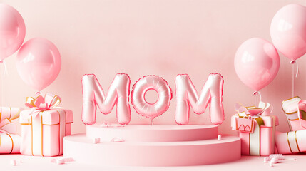 Minimalistic 3D pink banner background perfect for Mother's Day