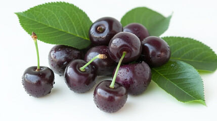 Singular ripe cherry, glistening with freshness