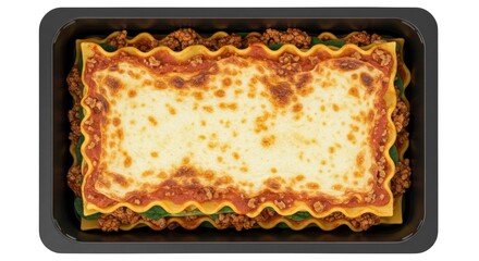 Delicious Lasagna with Melted Cheese in Baking Tray