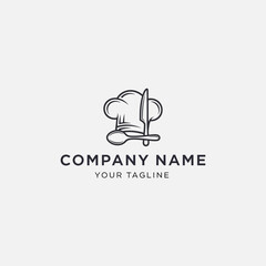 Fototapeta premium Elegant culinary logo featuring chefs hat and utensils for restaurant branding.