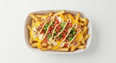 Delicious Loaded Cheese Fries with Bacon and Peas