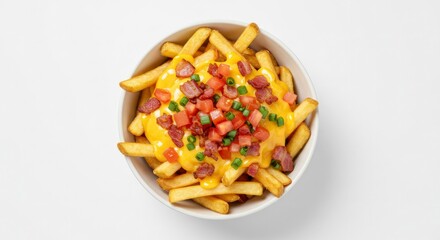 Delicious Loaded Cheese Fries with Bacon and Tomatoes
