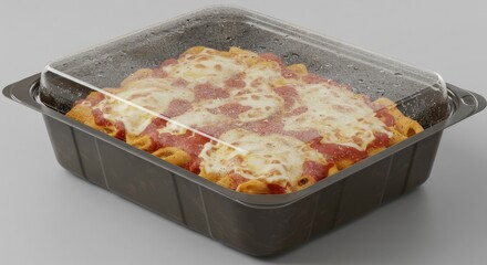 Delicious Pasta Bake in Takeaway Container with Steamed Lid