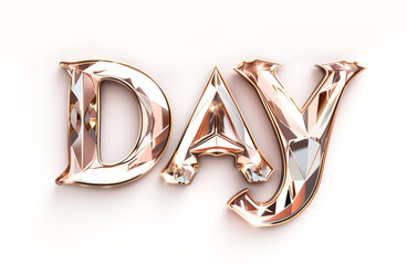 Crystal-like letters for a sophisticated and glossy appearance on a clean white