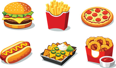 fast food icons set