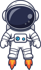Cute Cartoon Astronaut Flying with Jet Boots