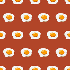 Vector Seamless Pattern with Fried Egg. Healthy Breakfast, Protein Food Print