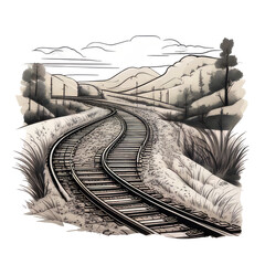 Winding railway tracks through a landscape