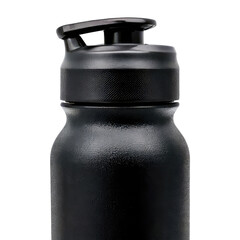 Black water bottle with a push-top lid