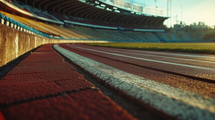Sports field surrounded by stadium seating.